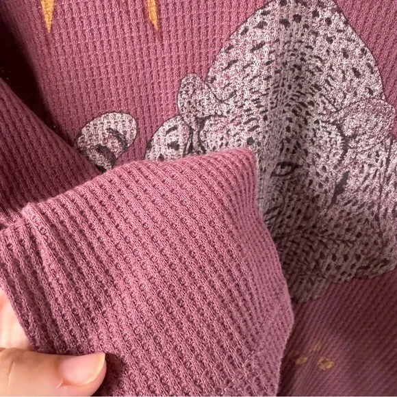 Torrid The Vinyl Icons Def Leppard Light Purple Pink Waffle Knit Long Sleeve Tee - Picture 4 of 9